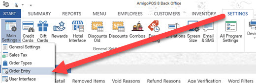 Back Office | Settings | Main Settings