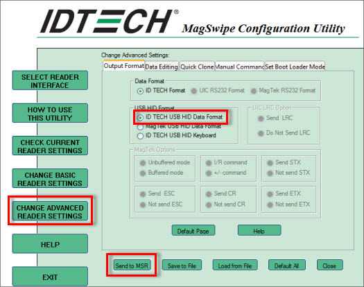 Magswipe Configuration Utility Advanced Settings