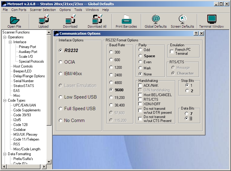 Compare the settings with the port settings in the Device manager